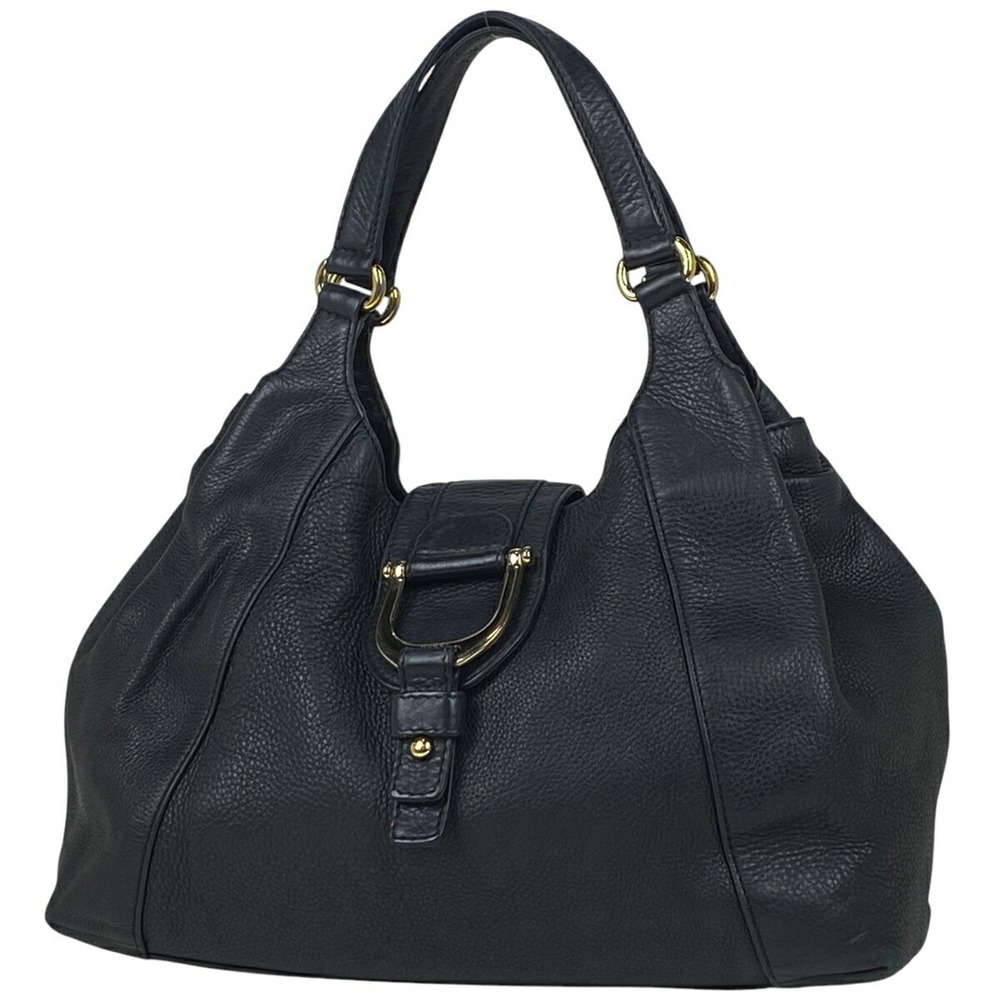 Gucci Logo Shoulder Bag ring Leather Black